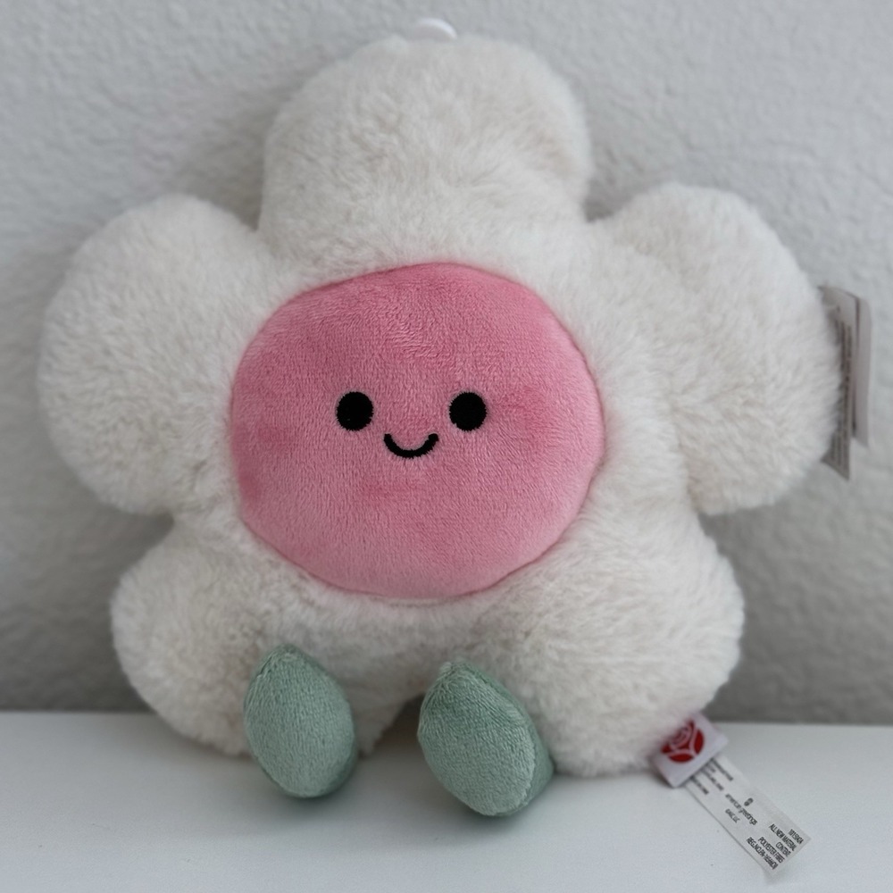American Greetings Flower Plush w/ Dangling Legs White Pink Green NWT